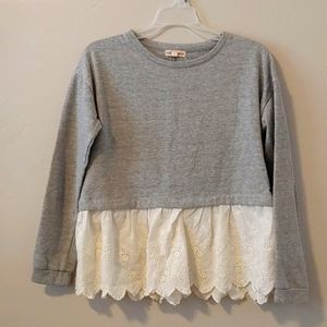 WOMENS SEMI CROPPED SWEATSHIRT WITH EYELETTE